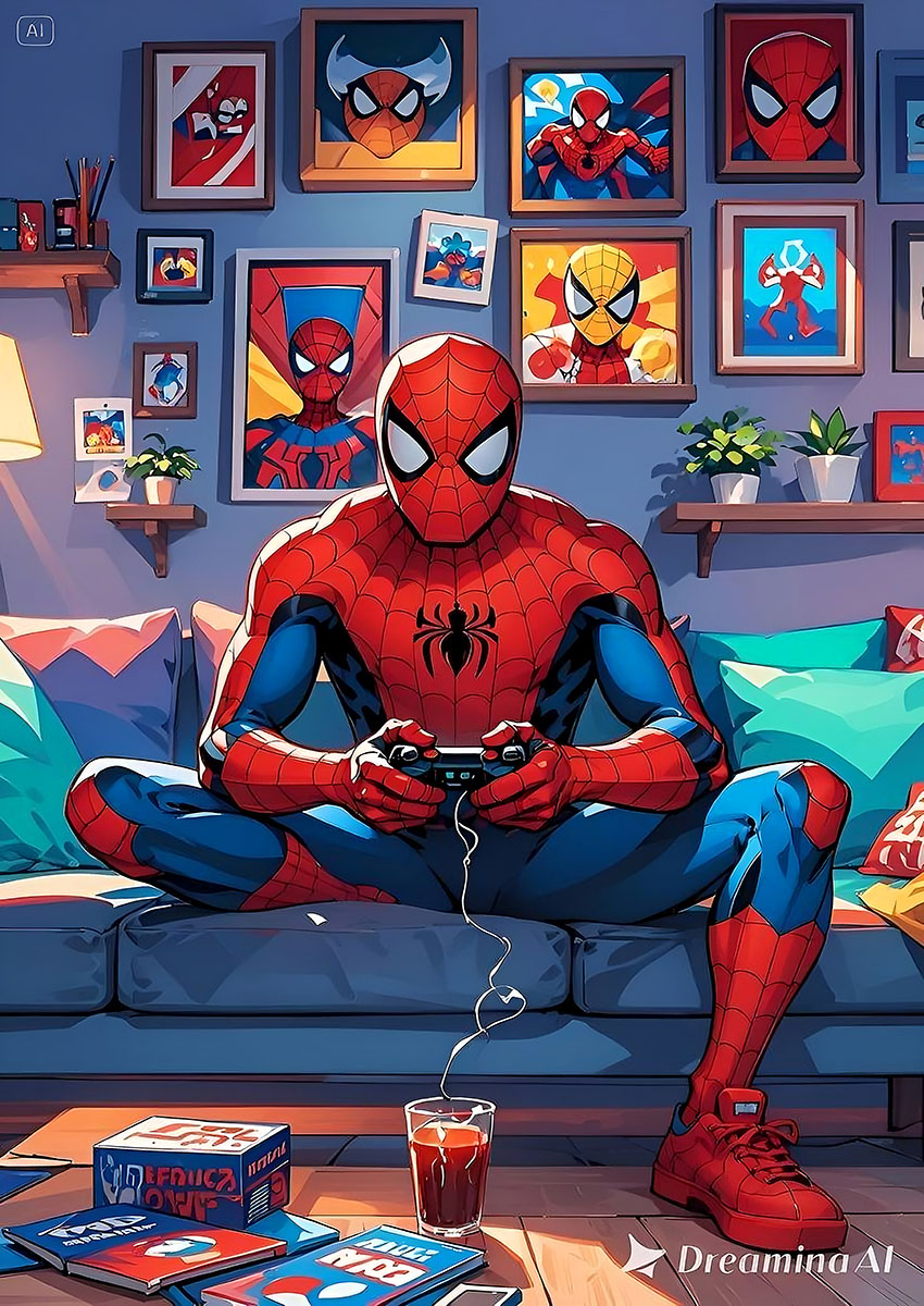 Spider-Man Style Comic Art Canvas Print & Poster Wall Art - AI PRINT LAB